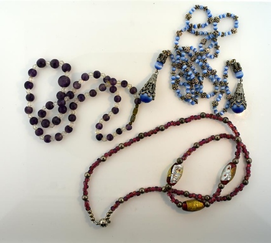 Three Glass Bead Necklaces