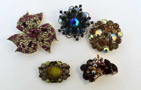 Five Vivacious Vintage Costume Pins