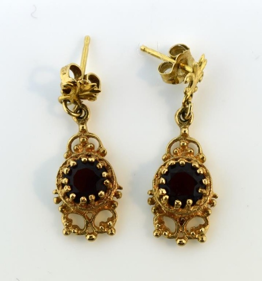 14K Gold and Garnet Earrings