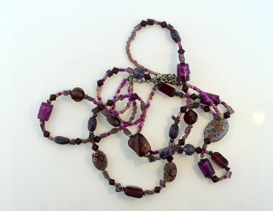 Murano Style Art Glass Bead Necklace