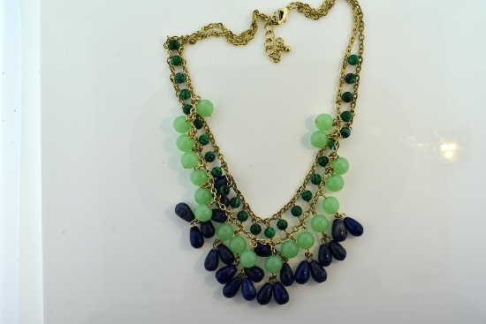 Gorgeous Lapis, Jade & Malachite Cocktail Necklace