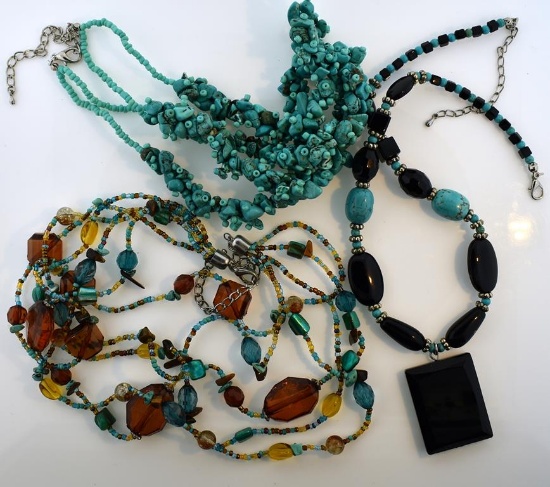 Three Turquoise Schemed Necklaces