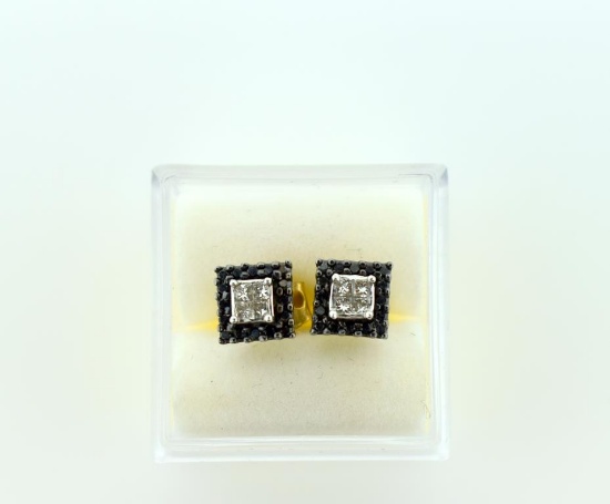 14K White Gold Diamond and Sapphire Earrings