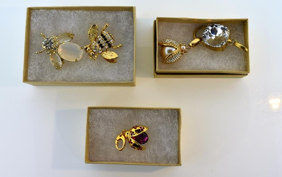 Lot of Vintage Insect Costume Pins, Love Bug
