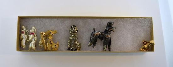 Lot of Vintage Poodle & Dog Pins