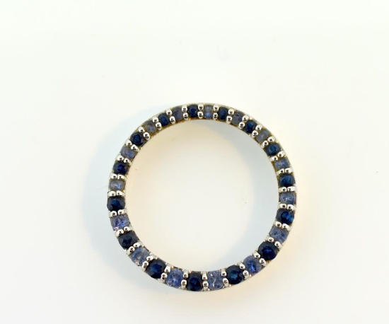 10K White Gold and Blue Topaz Scarf Ring