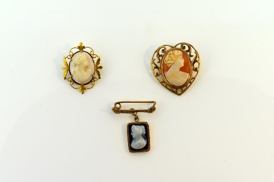 Lot of Three Cameo Pins