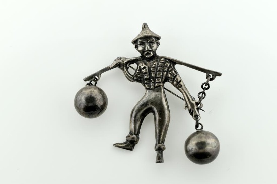 Vintage Mexican Sterling Silver 2” Pin