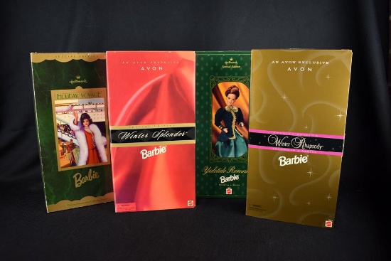Lot of 4 Mattel 1990s Barbie Dolls: “Holiday Voyage”, “Winter Splendor”, “Winter Rhapsody”, & Other