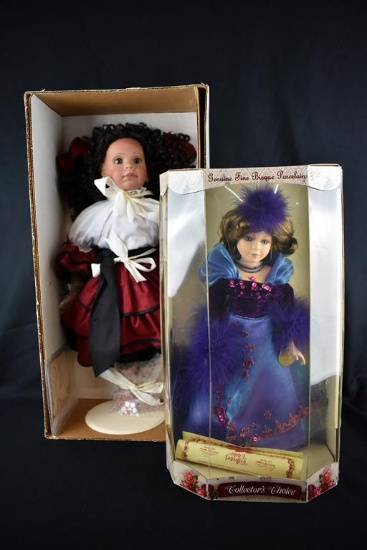 Lot of Two  Vinyl & Porcelain Dolls: Judith Turner “Carmen” & Collector's Choice Doll in Blue Formal