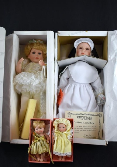 Lot of Four Kingstate the Dollcrafter Bisque Porcelain Dolls: “Sister Gloria”, “Charis”, Angel, more