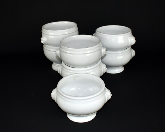 Seven Individual BIA Footed Soup Bowls w/ Lion Heads