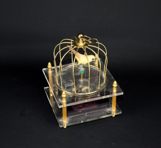 Japanese Singing Bird Cage Music Box Automaton w/ Sankyo Mechanism