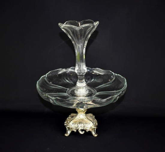 Vintage Crystal & Silver Plated Epergne