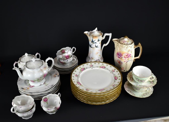 Lot of Similarly Decorated Continental Dinner Ware & Tea Service