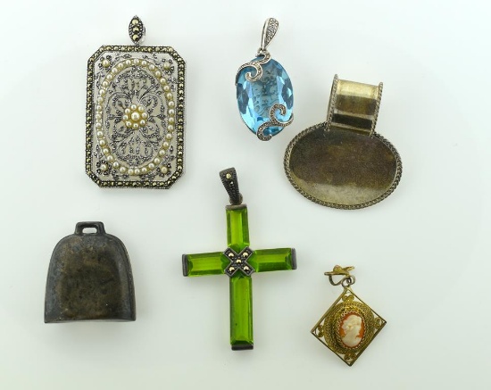 Lot of Six Sterling Silver Pendants