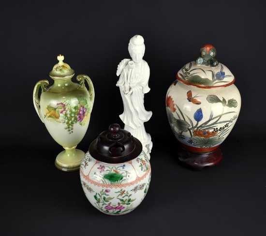 Lot of Four Decorative Japan Ceramic Pieces: Kutani/Satsuma, Andrea by Sadek, & Other