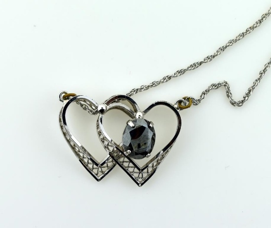 Sterling Silver & Marcasite Heart Pendant on 18” Sterling Necklace Chain