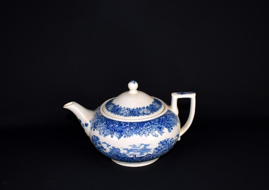 Wedgewood Blue & White “Romantic England” Teapot, England