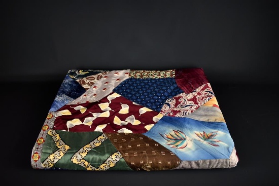 Vintage Crazy Quilt Made from Men's Neck Ties