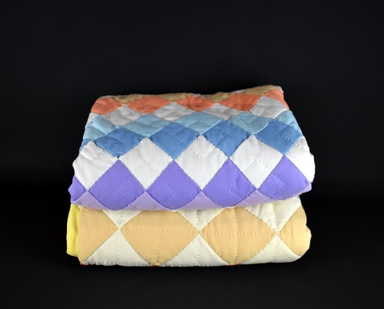 Lot of Two Square Blocks Polyester Quilts