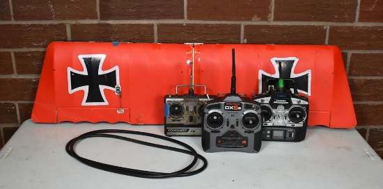 Lot of Airplane Radio Controllers & A Red Baron Wing