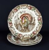 Three Johnson Bros “His Majesty” 10.5” Turkey Scene Plates