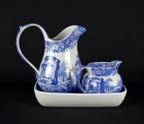 Three Contemporary Spode Blue & White “Italian” Pieces: Baker, Pitcher, & Jug