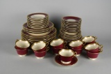 Syracuse China “Old Ivory” Red Border Dish Set, USA