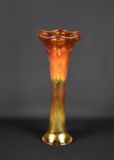 Imperial Carnival Glass “Beaded Bullseye” Marigold 12” Swung Glass Vase I