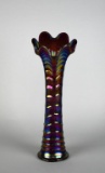 Imperial Carnival Glass “Ripple” Purple 13.25 ” Swung Glass Vase