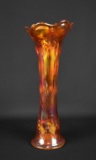 Imperial Carnival Glass “Beaded Bullseye” Marigold 12” Swung Glass Vase II
