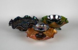 Lot of Seven Grape Themed Carnival Glass Pieces: Northwood, Fenton, Others