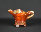 Northwood Carnival Glass “Berry” & “Basket Weave” Marigold Footed Nappy