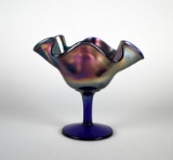 Fenton Carnival Glass “Blackberry Bramble” Cobalt Blue Compote