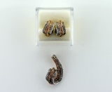 Diamond and 10K White and Rose Gold Earrings and Pendant Set