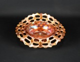 Fenton Carnival Glass “Basket Weave” w/ Lattice Rim 5.5” Bowl/ Vase