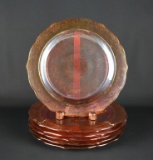 Six Carnival Glass Marigold 10.5” Plates
