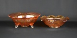 Two Imperial Carnival Glass Marigold Bowls: “Windmill” & “Floral & Optic”