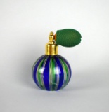 Murano Blue, Green, & Adventurine Glass Bottle Perfume Atomizer