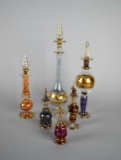 Lot of Six Egyptian Glass Perfume Bottles of Varying Heights w/ Daubers