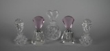 Lot of Five Small Pink & Clear Glass Perfume Bottles: Irice, Home Accents, & Crystal Clear