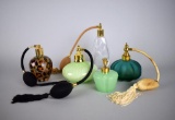 Lot of Five Perfume Bottles w/ Stoppers w/ Atomizers: France, Japan, Others