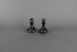 Pair of Small Silver Overlay Perfume Bottles w/ Stoppers
