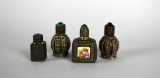 Lot of Four Miniature Caged Perfume Bottles w/ Rhinestones: Irice & Others