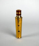Vintage Faberge “Woodhue Fabergette” Miniature Brass Over Glass Perfume Bottle
