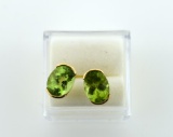 14K Gold and Oval Cut Peridot Earrings