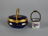 Two Limoges Porcelain Hand Painted Trinket Boxes
