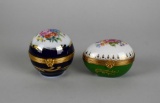 Two Limoges Porcelain Hand Painted Trinket Boxes