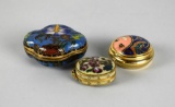 Three Cloisonne Enamel Trinket Boxes